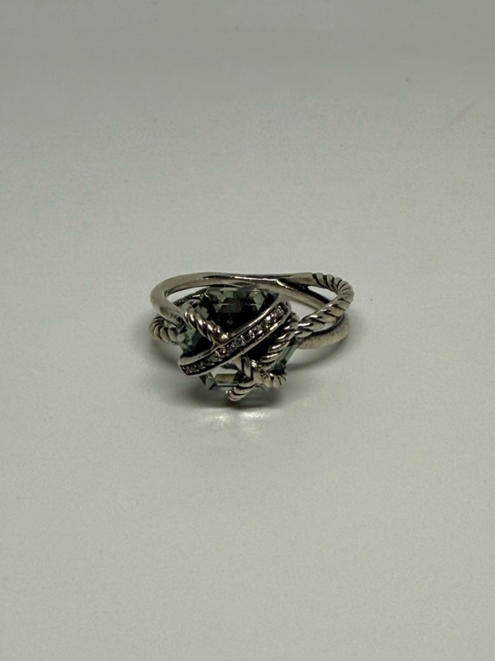 David Yurman Prasiolite wrap ring with white diamonds - Picture 2 of 4